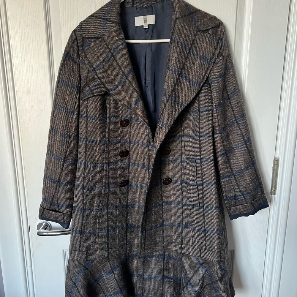 Brown and Blue Trench Coat with Classic Tailored Fit made in France
